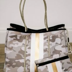 Purple Door Boutique Fall Camo Neoprene Tote Bag Purses/Totes