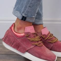 Purple Door Boutique Sales 14 Esseutesse Strawberry Suede Fringe Sneakers
