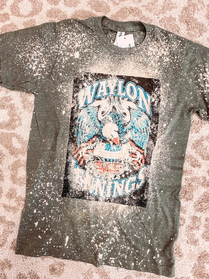 Purple Door Boutique Waylon Jennings Heather Military Green Tee 1 Purple Door Boutique Waylon Jennings Heather Military Green Tee