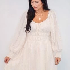 Purple Door Boutique Sweetheart Fringe Cream Dress Summer SALE