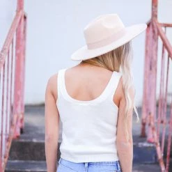 Purple Door Boutique New Arrivals Off White Basic Knit Tank
