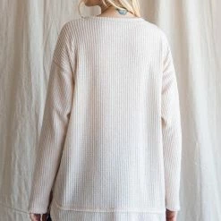 Purple Door Boutique Waffle Knit Life Ivory Top New Arrivals