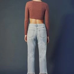 Kan Can Jeans Kan Can High Rise Distress Straight Fit Jeans