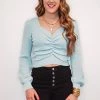 Purple Door Boutique Light Blue Heart Neckline Sweater New Arrivals