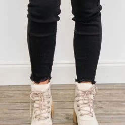 Purple Door Boutique Shoes Saffi Faux Fur Beige Boot