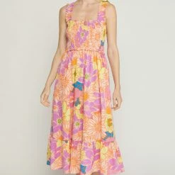 Purple Door Boutique Vacation Florals Lavender Midi Dress New Arrivals
