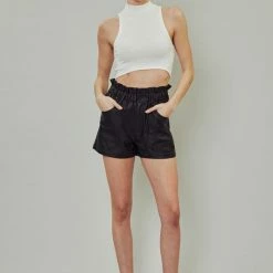 New Arrivals Kan Can Faux Leather Black Shorts