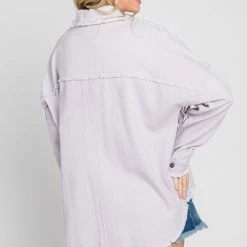 Purple Door Boutique Rhinestone Fringe Lilac Twill Jacket