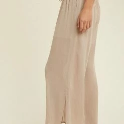 Purple Door Boutique Linen Like Taupe Pants