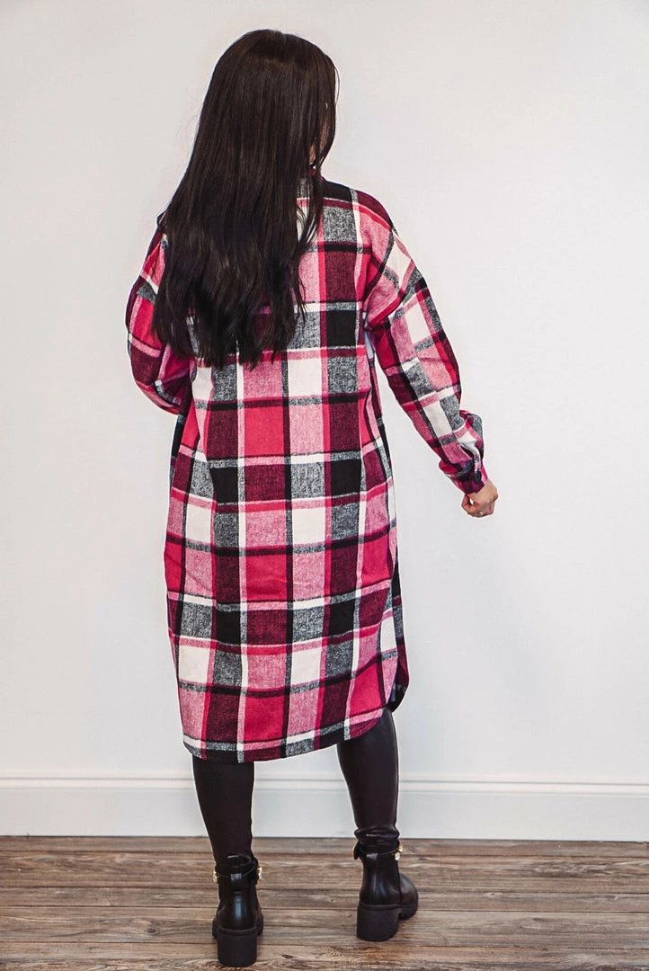 Purple Door Boutique Ladies' Chic Plaids Hot Pink Shacket 4 Purple Door Boutique Ladies' Chic Plaids Hot Pink Shacket