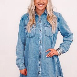Purple Door Boutique Countryside Denim Button Down Dress Summer SALE