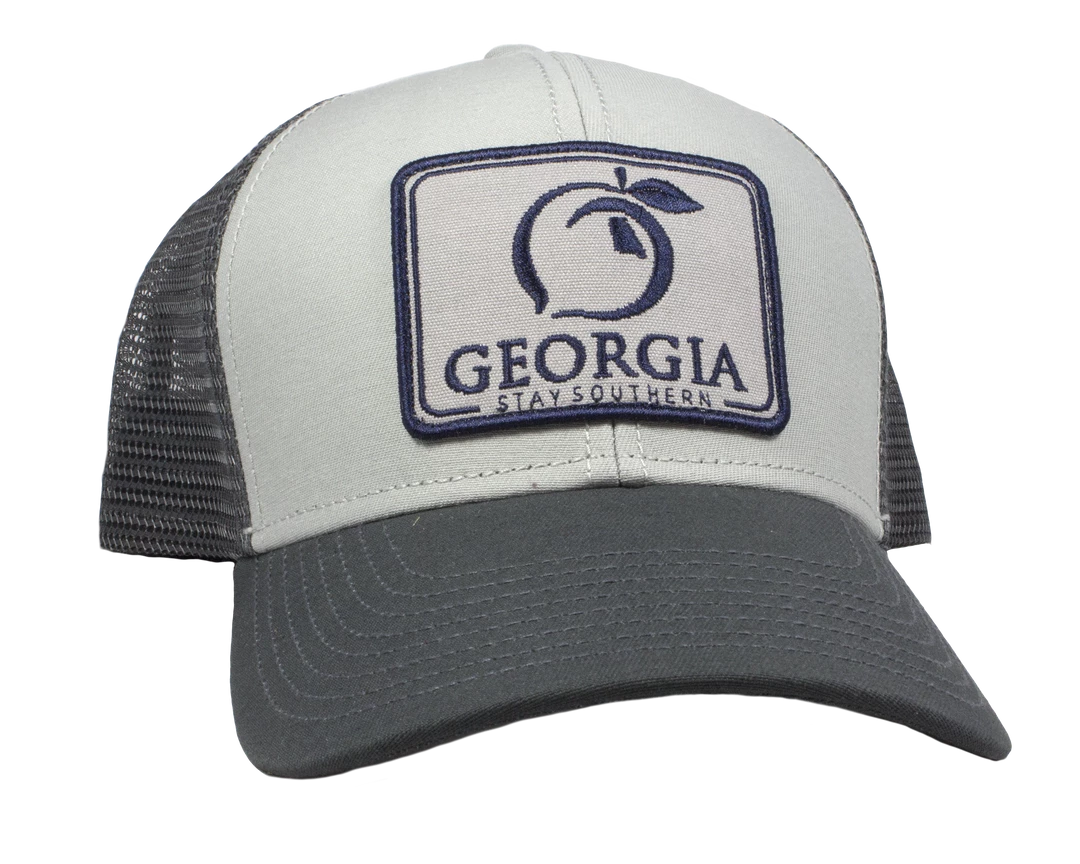 Men's Peach State Pride 'Georgia Patch' Mesh Back Trucker Hat - Ash Grey & Charcoal 1 Men's Peach State Pride 'Georgia Patch' Mesh Back Trucker Hat - Ash Grey & Charcoal