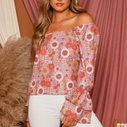 Purple Door Boutique New Arrivals Flower Power Mauve Floral Top