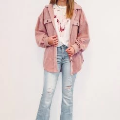 Purple Door Boutique New Arrivals Better With Fleece Mauve Jacket