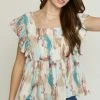 Purple Door Boutique Mauve Combo Watercolor Babydoll Top New Arrivals