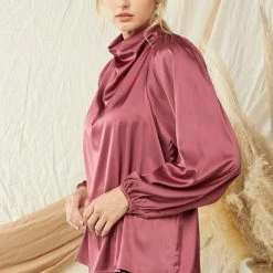 Purple Door Boutique New Arrivals Midnight Kisses Merlot Satin Top