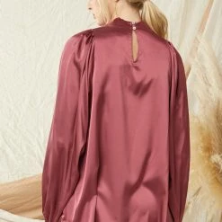 Purple Door Boutique New Arrivals Midnight Kisses Merlot Satin Top