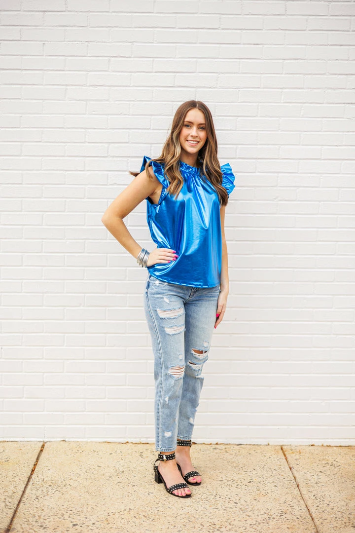 Purple Door Boutique New Arrivals Metallic Nights Royal Pleather Top 3 Purple Door Boutique New Arrivals Metallic Nights Royal Pleather Top
