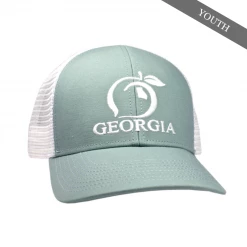 Peach State Pride Youth 'Georgia Mesh Back' Trucker Hat- Sage T-Shirts