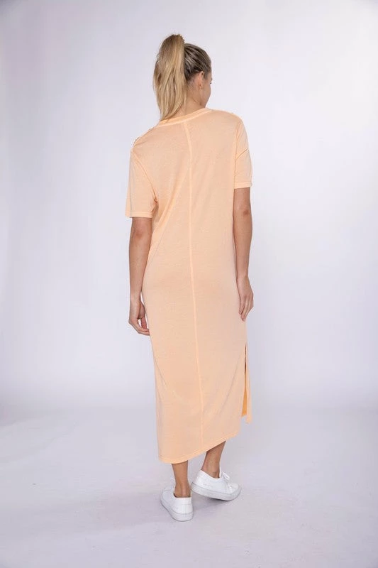 Mono B Athleisure Mono B Apricot T-Shirt Maxi Dress 2 Mono B Athleisure Mono B Apricot T-Shirt Maxi Dress