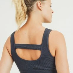 Mono B Athleisure Mono B Black Cut Out Back Seamless Hybrid Sports Bra