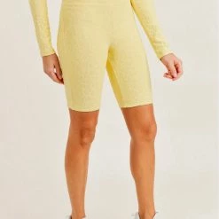 Mono B Athleisure Mono B Staying Sassy Lemonade Textured Biker Shorts