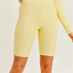 Mono B Athleisure Mono B Staying Sassy Lemonade Textured Biker Shorts