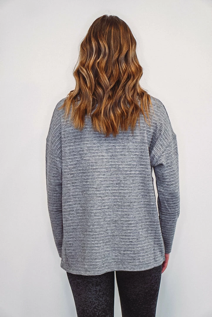 Mono B Athleisure Mono B Charcoal Stripe Ribbed Pullover New Arrivals 4 Mono B Athleisure Mono B Charcoal Stripe Ribbed Pullover New Arrivals