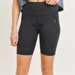 Mono B Athleisure Ladies' Mono B Black Star Foil Biker Shorts