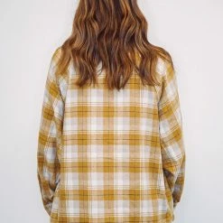 Purple Door Boutique New Arrivals Winter Sunshine Mustard Plaid Shacket