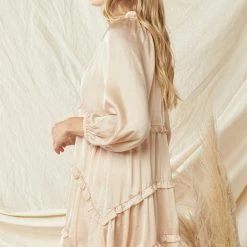 Purple Door Boutique Satin Babydoll Dress In Natural 6 Purple Door Boutique Satin Babydoll Dress In Natural