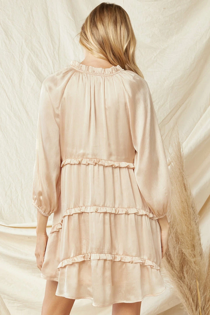 Purple Door Boutique Satin Babydoll Dress In Natural 4 Purple Door Boutique Satin Babydoll Dress In Natural