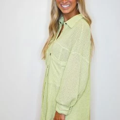 Purple Door Boutique Light Green Oversized Waffle Top New Arrivals