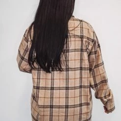 Purple Door Boutique New Arrivals Classic Tan Plaid Flannel Shirt