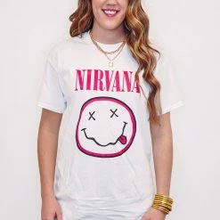 Distressed Vintage Couture White Nirvana Tee Ladies'