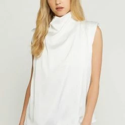 Purple Door Boutique Satin Elegance Off White Top Ladies'