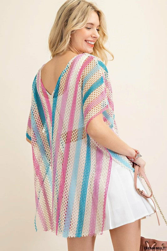 Purple Door Boutique Pastel Cream Crochet Style Top Ladies' 5 Purple Door Boutique Pastel Cream Crochet Style Top Ladies'