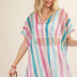 Purple Door Boutique Pastel Cream Crochet Style Top Ladies'