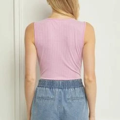 Purple Door Boutique Summer SALE Basic Pink Ribbed Bodysuit