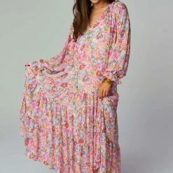 Buddy Love Greta Long Sleeve Maxi Dress Flower Patch