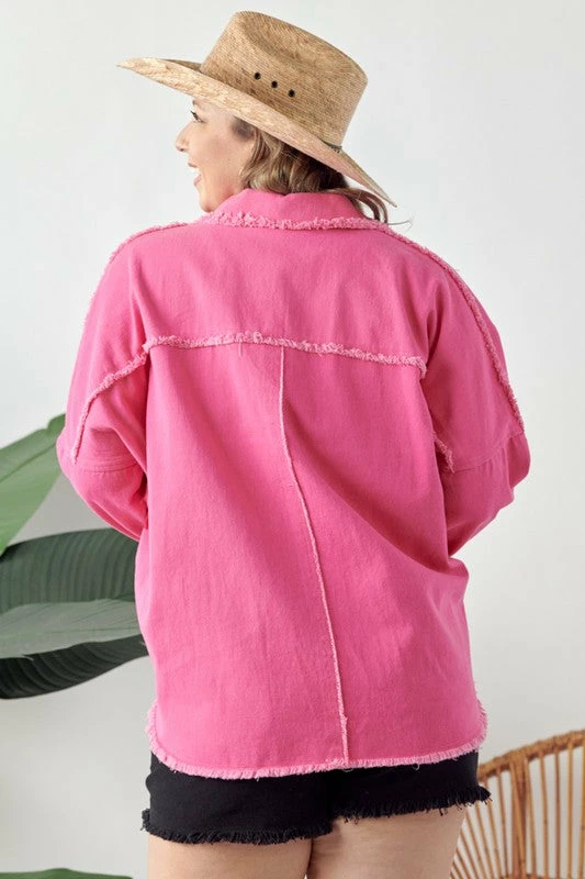 Purple Door Boutique Rhinestone Fringe Hot Pink Twill Jacket 3 Purple Door Boutique Rhinestone Fringe Hot Pink Twill Jacket