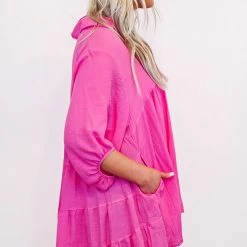 Purple Door Boutique Spring Fancy Pink Tunic Top New Arrivals