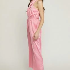 Purple Door Boutique Starstruck Pink Satin Jumpsuit New Arrivals