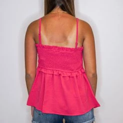 Purple Door Boutique New Arrivals Fuchsia Ruffle Smocked Tank Top 9 Purple Door Boutique New Arrivals Fuchsia Ruffle Smocked Tank Top