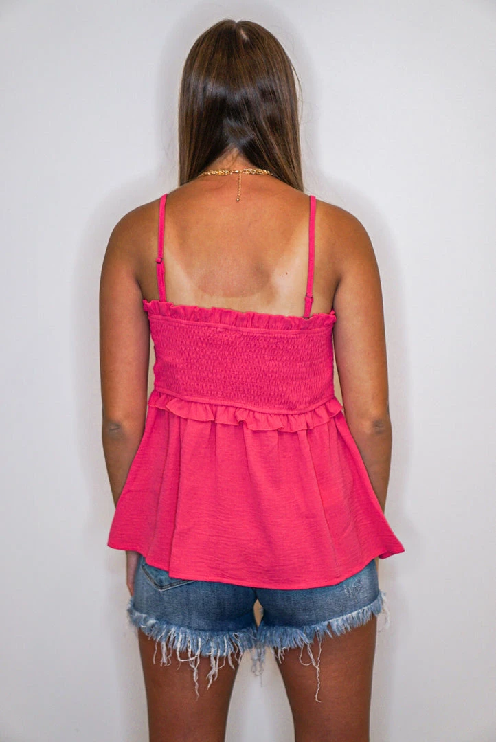 Purple Door Boutique New Arrivals Fuchsia Ruffle Smocked Tank Top 5 Purple Door Boutique New Arrivals Fuchsia Ruffle Smocked Tank Top