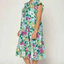 Purple Door Boutique Spring Floral Sage Midi Dress Ladies' 13 Purple Door Boutique Spring Floral Sage Midi Dress Ladies'