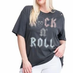 Purple Door Boutique Plus Size Rock N Roll Skull Black Tee