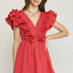Purple Door Boutique New Arrivals Stolen Hearts Red Ruffled Dress