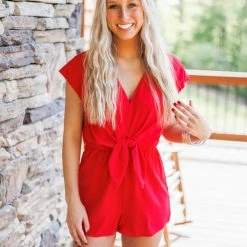 Purple Door Boutique Desert Flames Red Romper New Arrivals