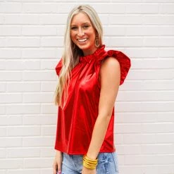 Purple Door Boutique Metallic Nights Red Pleather Top New Arrivals 9 Purple Door Boutique Metallic Nights Red Pleather Top New Arrivals